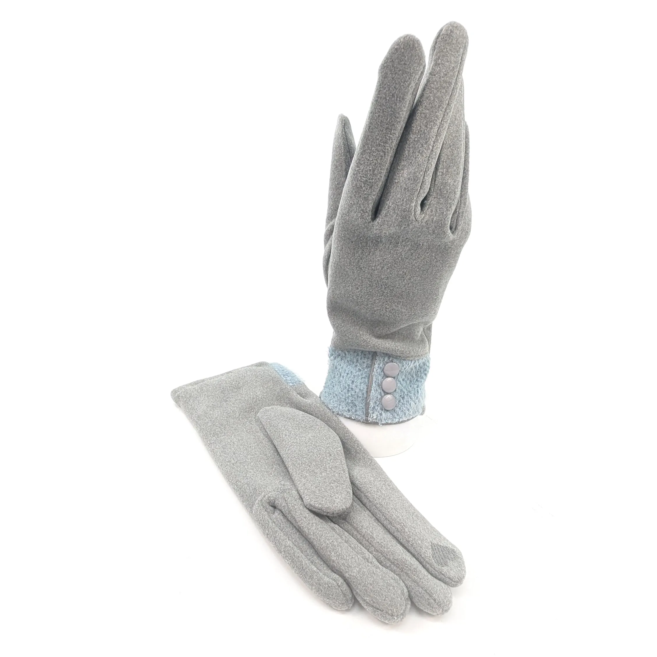 3 Button Vintage Gloves - Sky Blue