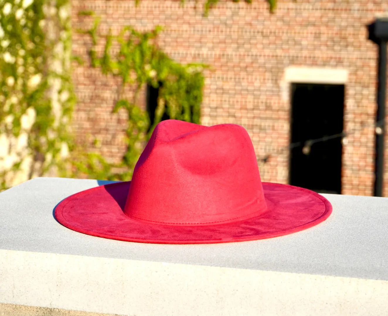 Atlanta Suede Wide Brim Fedora - Watermelon