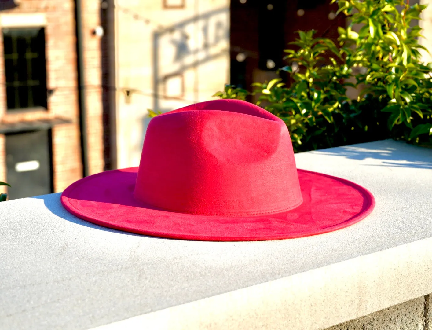 Atlanta Suede Wide Brim Fedora - Watermelon