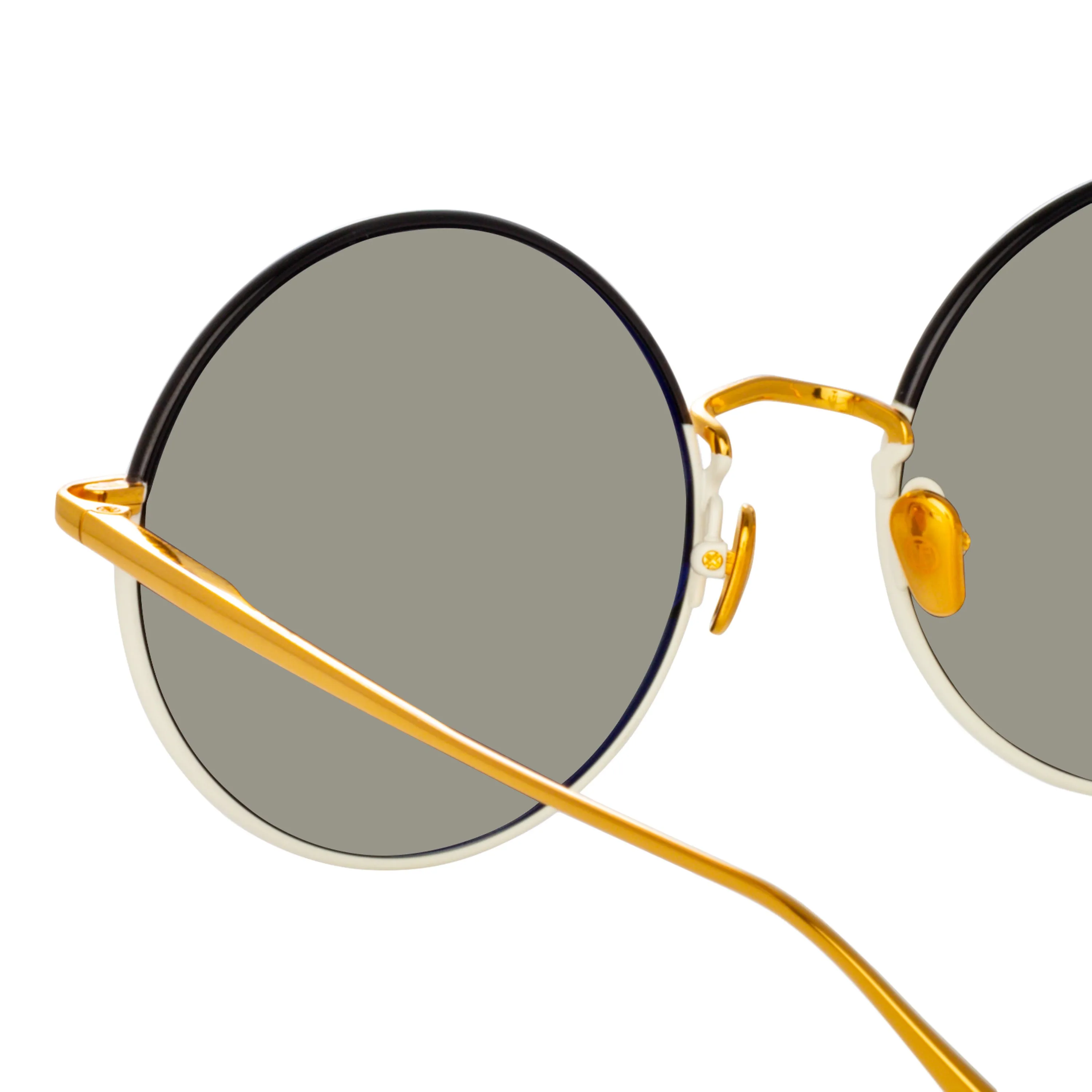 Bea Round Sunglasses in Yellow Gold and Black