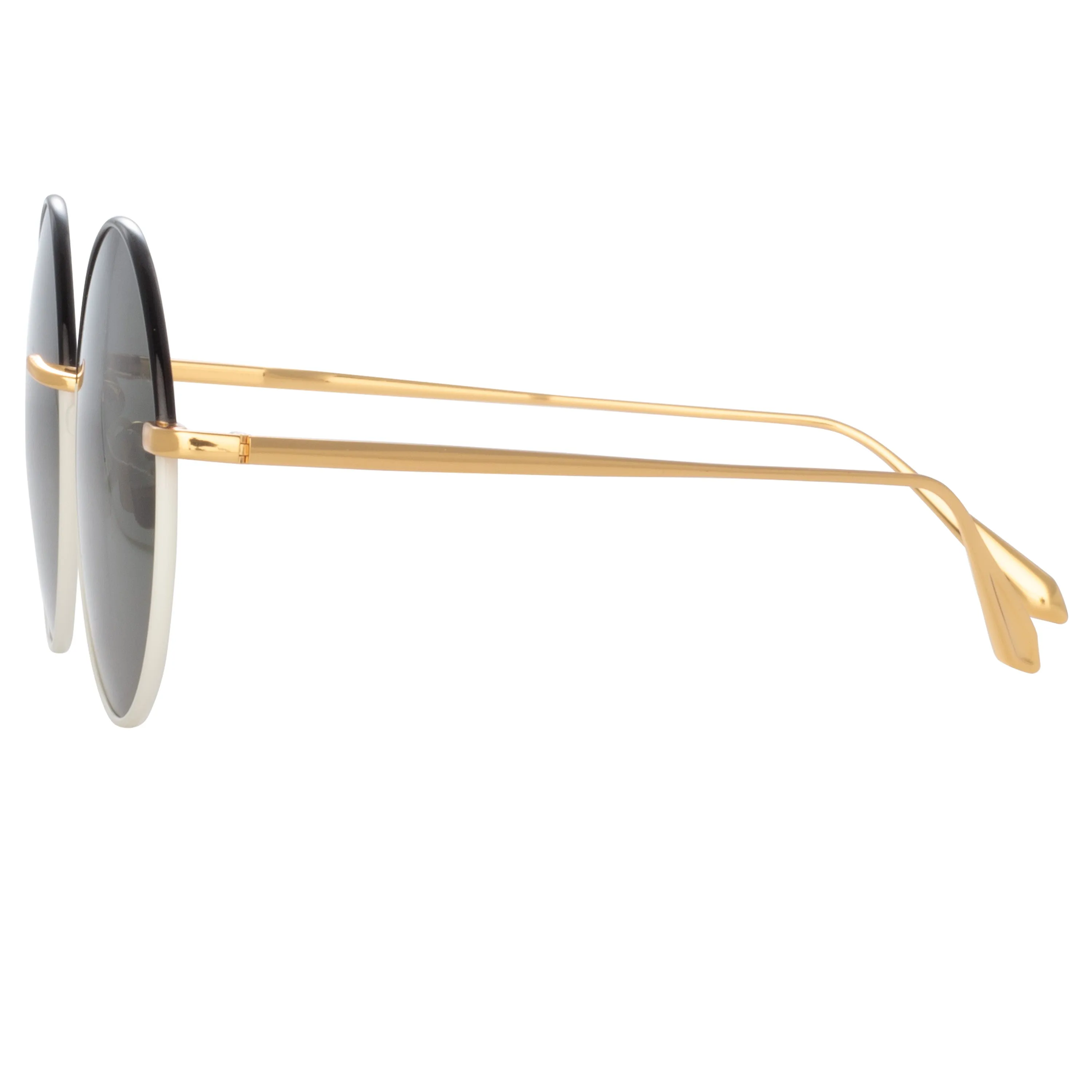 Bea Round Sunglasses in Yellow Gold and Black