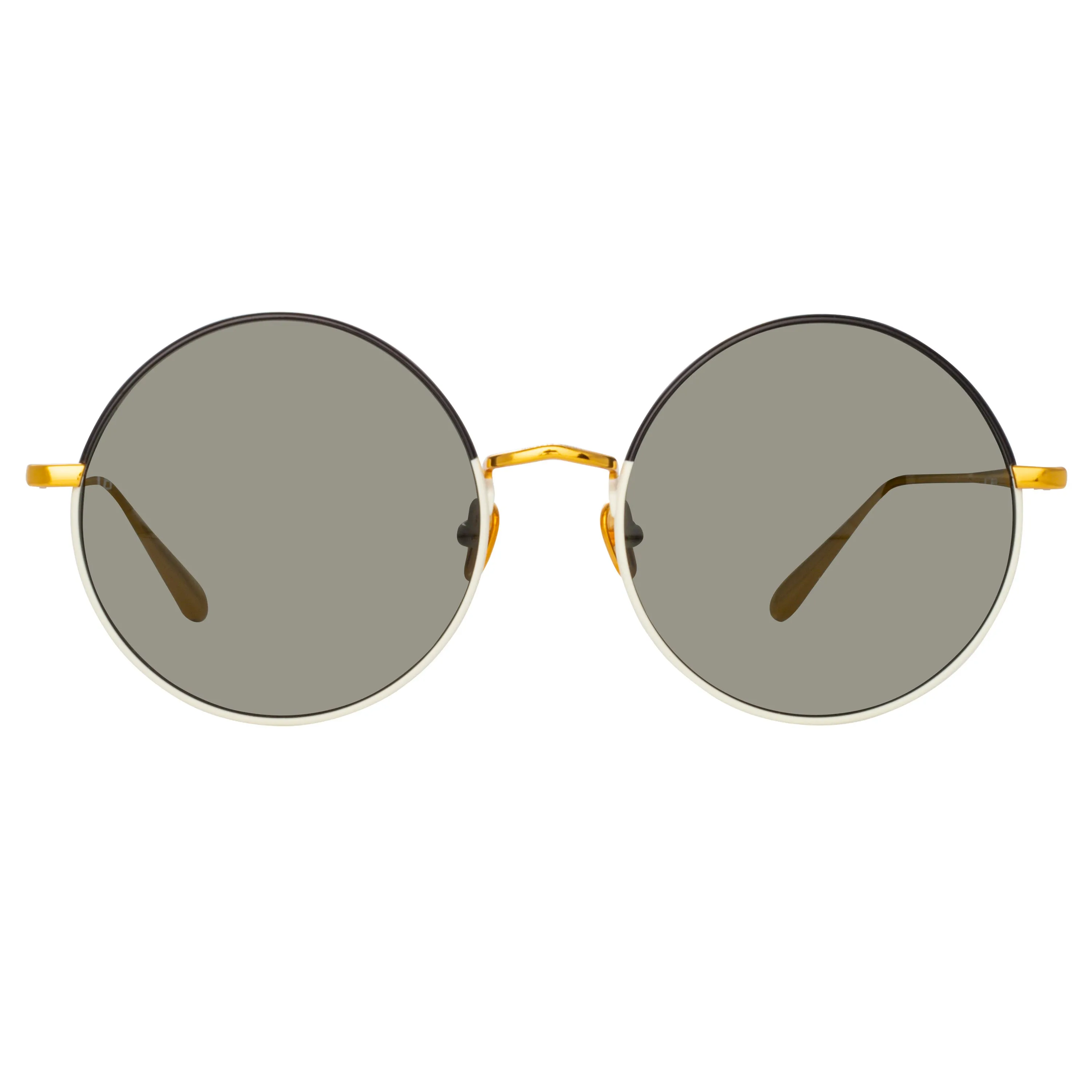 Bea Round Sunglasses in Yellow Gold and Black