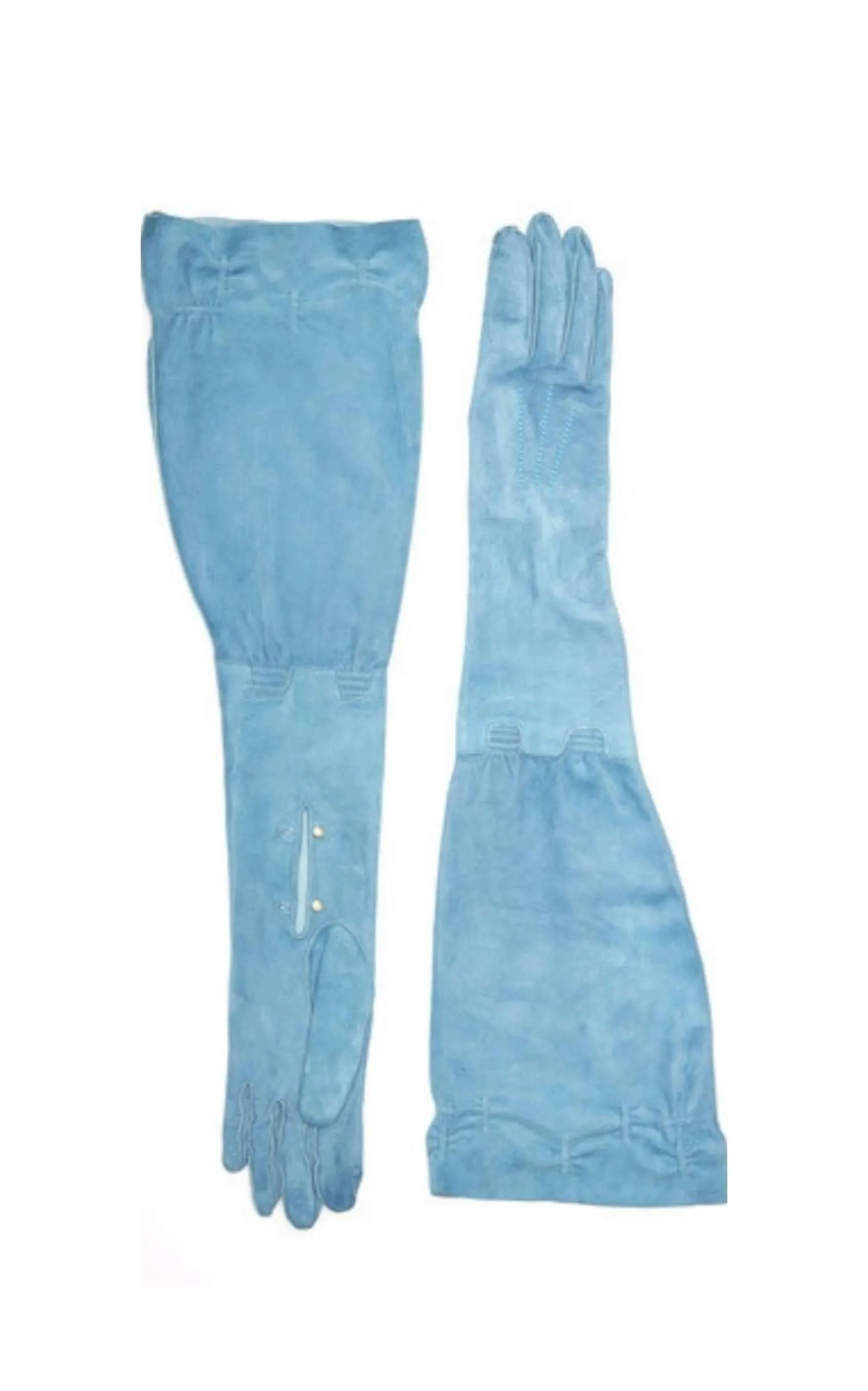 Blue Suede Gloves with Giglio