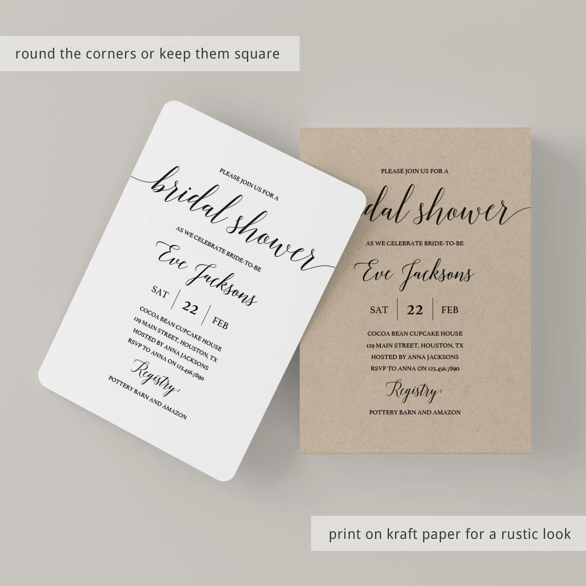 Calligraphy Bridal Shower Invitation Template