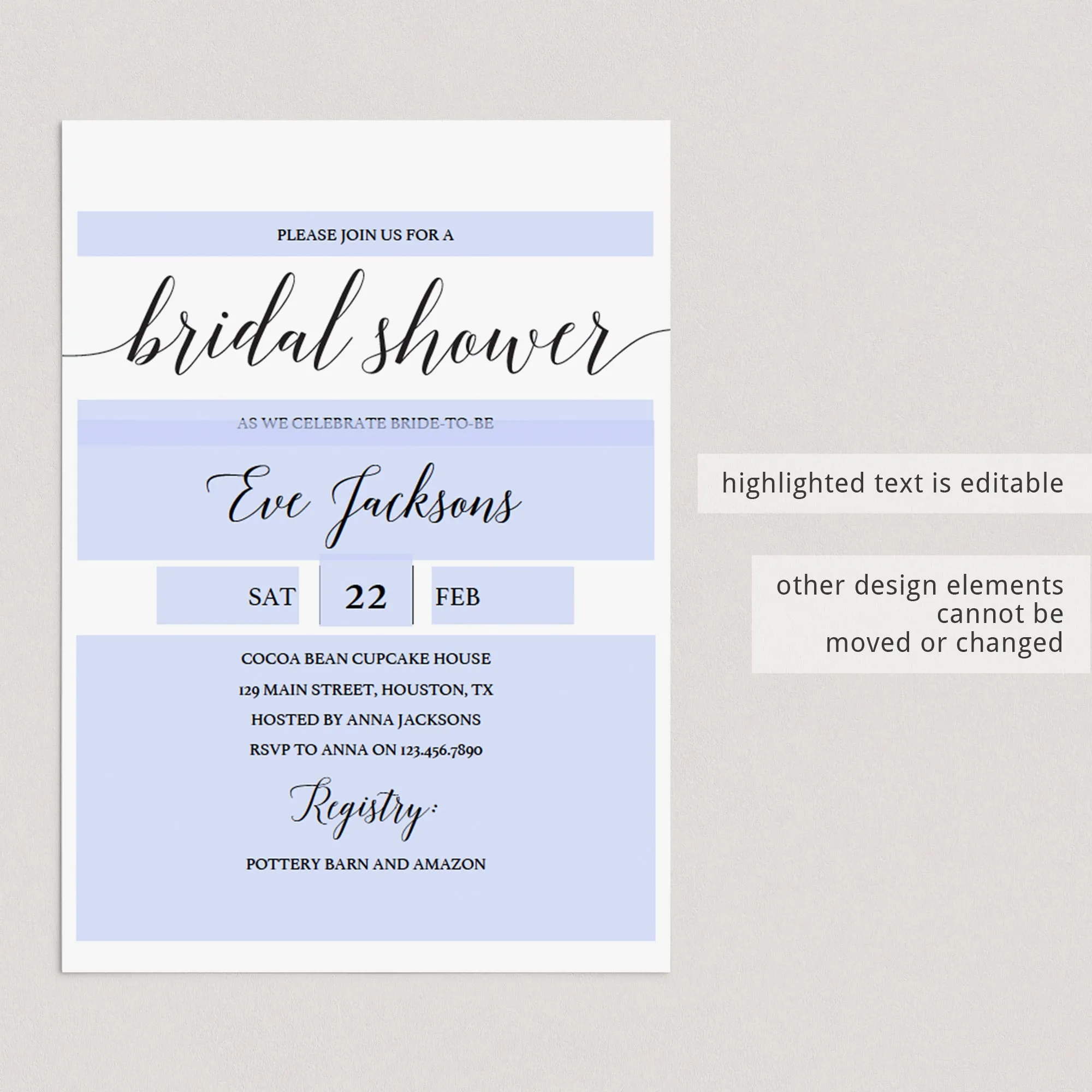 Calligraphy Bridal Shower Invitation Template