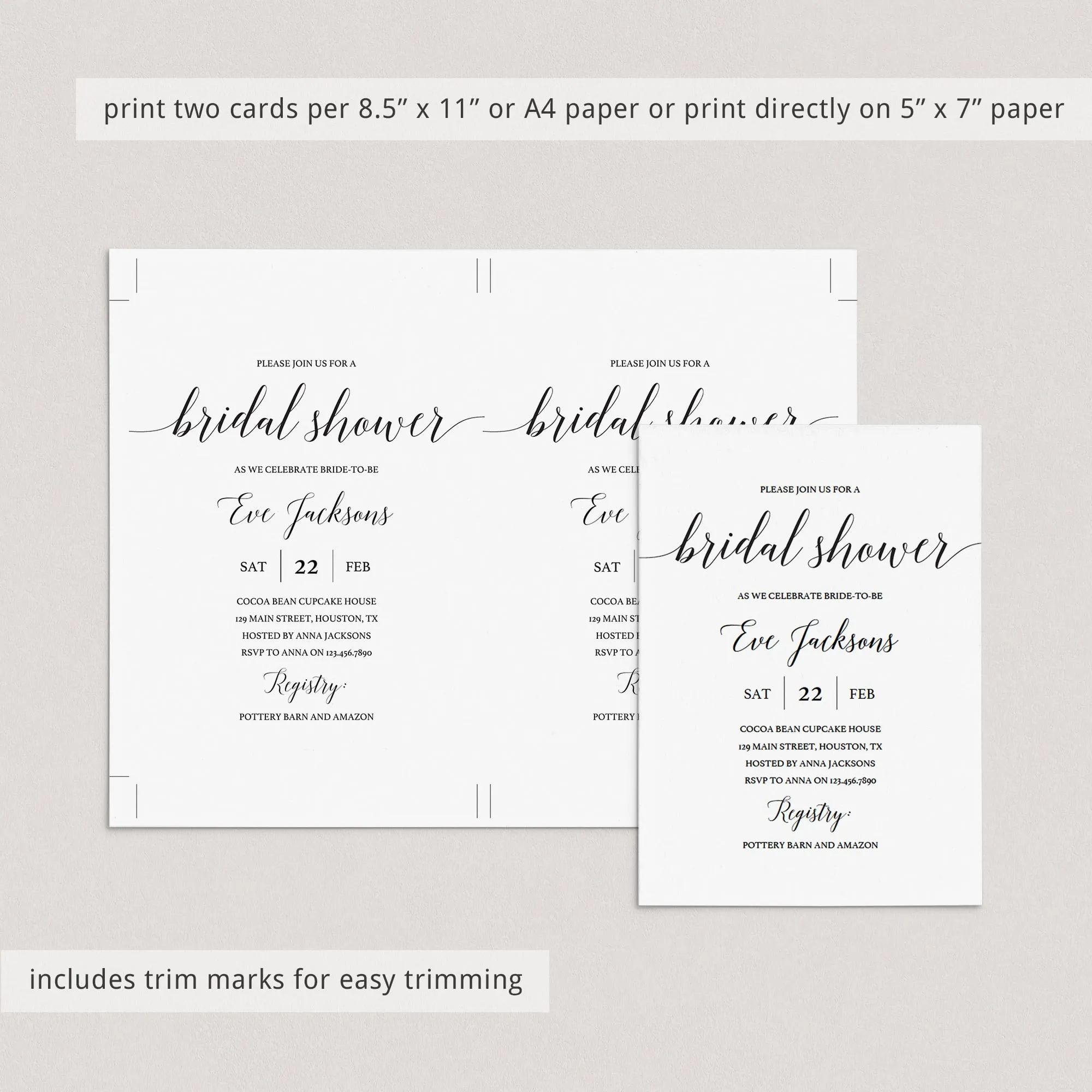 Calligraphy Bridal Shower Invitation Template