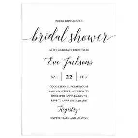 Calligraphy Bridal Shower Invitation Template