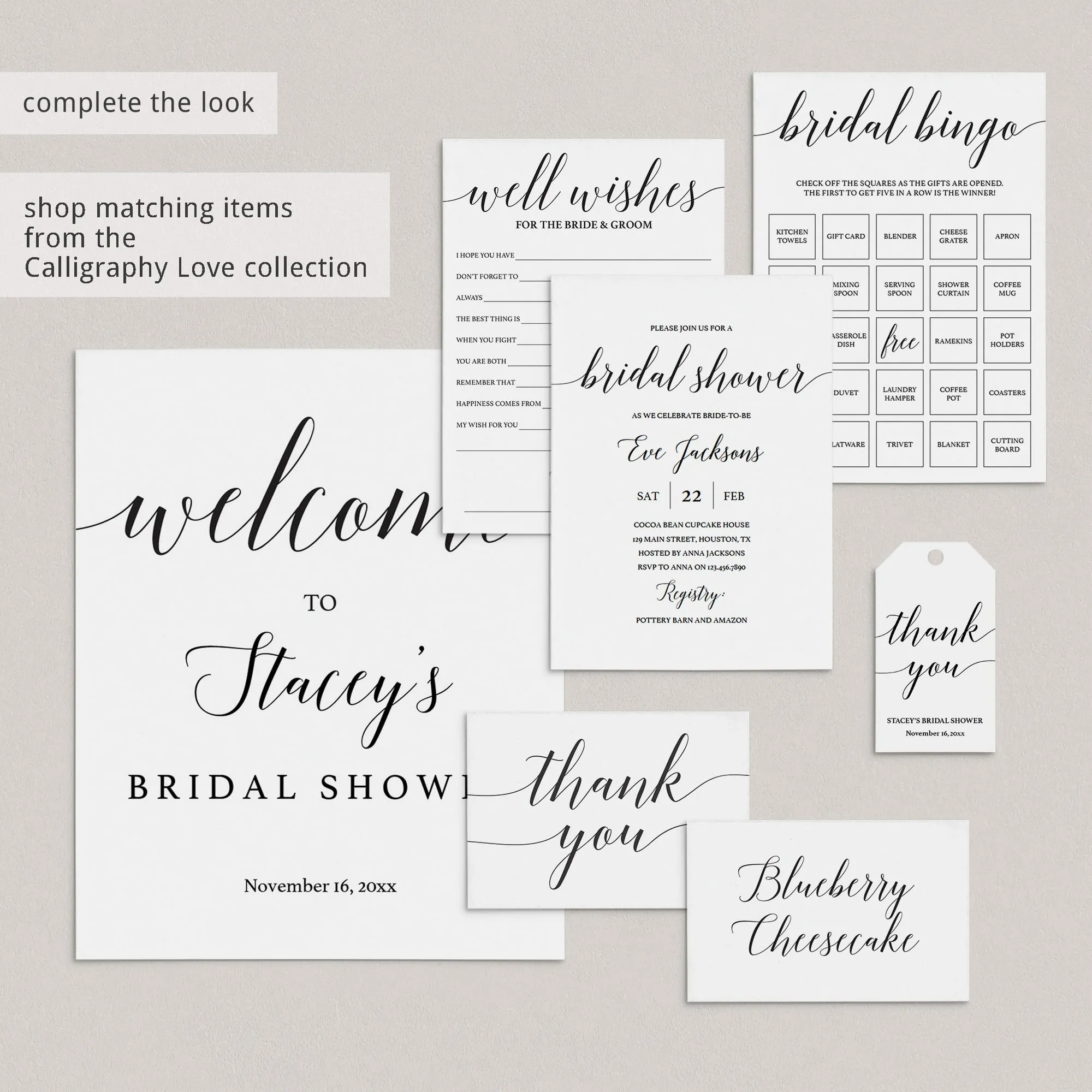 Calligraphy Bridal Shower Invitation Template