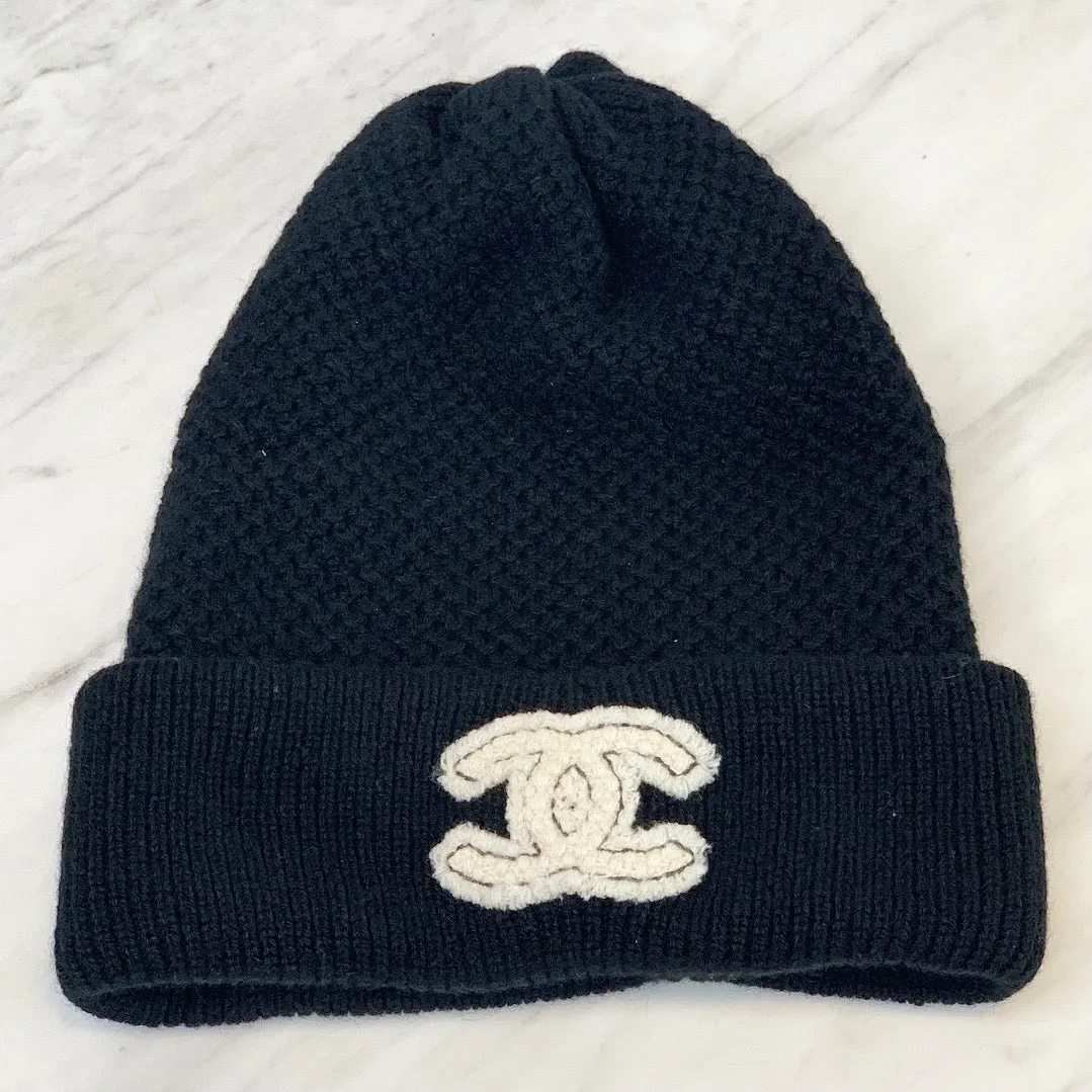 Chanel Cashmere Beanie Hat Black