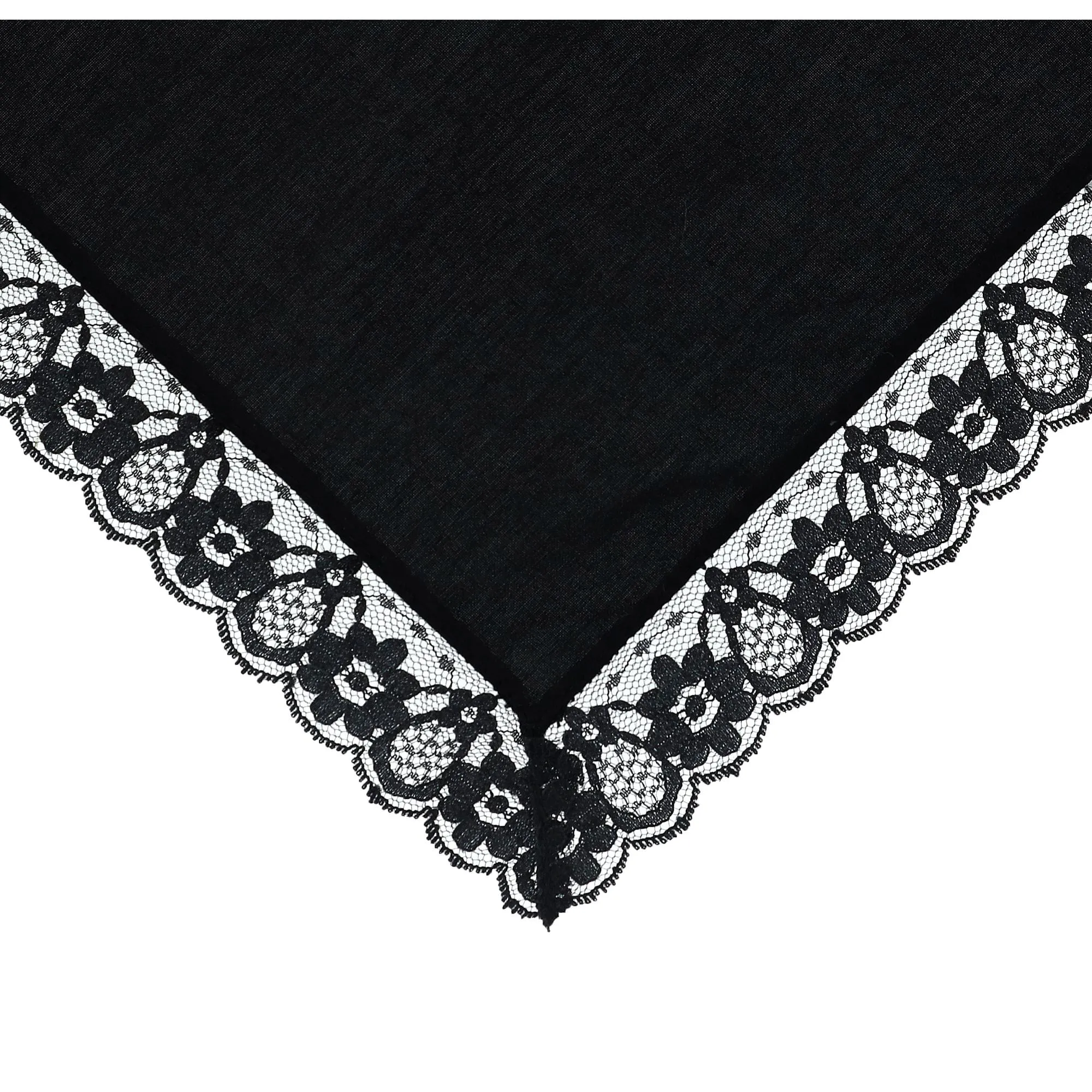 CTM® Women's Ebony Lace Border Handkerchief