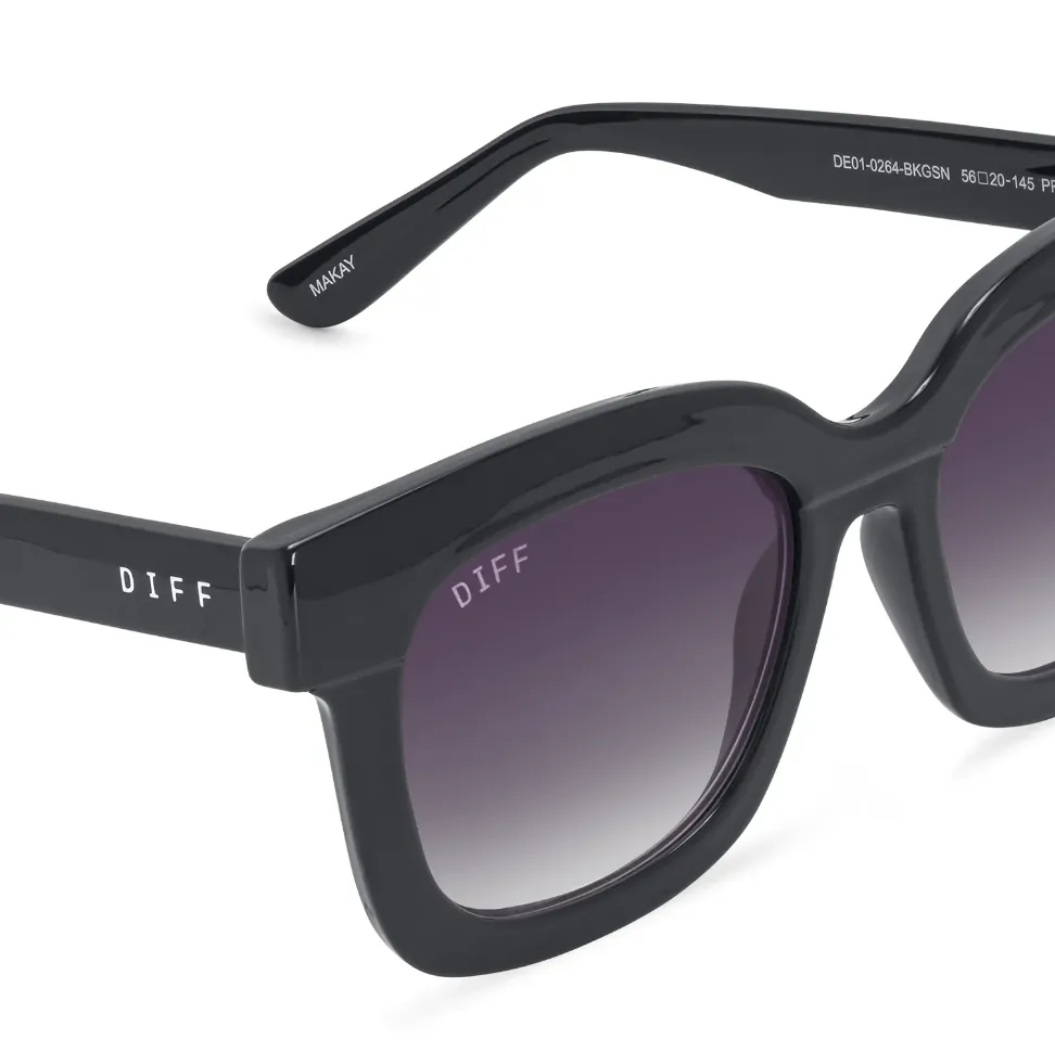 DIFF Charitable Eyewear Makay - Black Gray Gradient - Non-Polarized Sunglasses