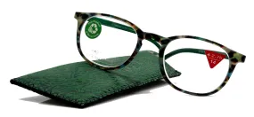 Ella, (Premium) Reading Glasses Round. High End Readers Modern Circle Style (Green) Brown Tortoiseshell  1.25.. 3 Magnifying NY Fifth Avenue