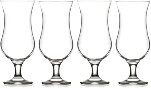 Epure Venezia Collection 4 Piece Hurricane Glass Set - Perfect for Drinking Pina Coladas, Cocktails, Full-Bodied Beer, Juice, and Water (Pina Colada (15.5 oz))