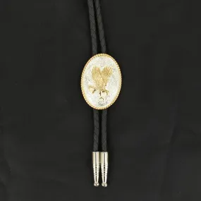 Flying Gold Eagle Silver Bolo Tie