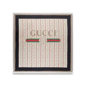 Framed Gucci Logo on Floral Scarf in a 36x36x2 Shadowbox