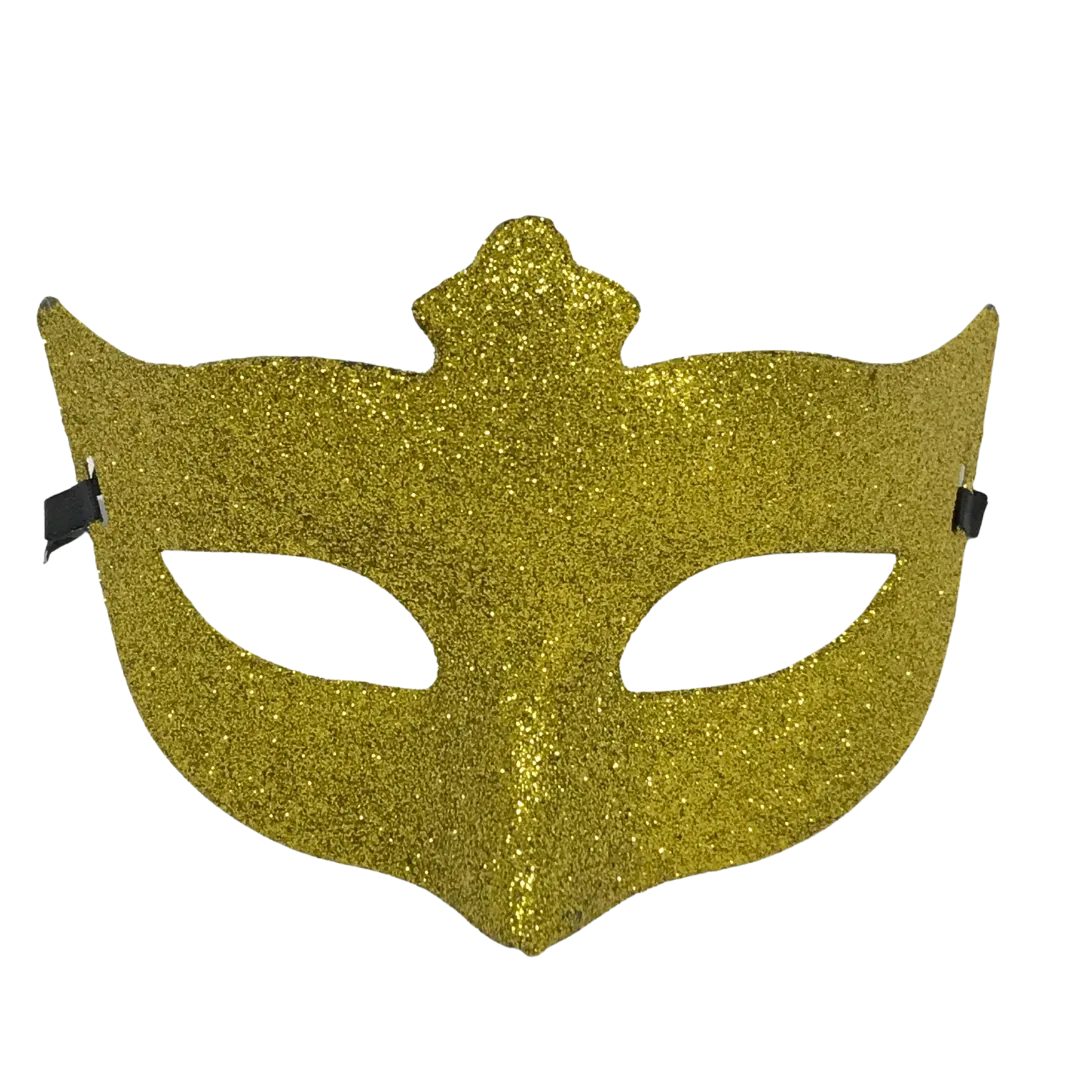 Gold Glittered Fleur de Lis Mask with Ribbon Tie (Each)