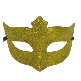 Gold Glittered Fleur de Lis Mask with Ribbon Tie (Each)