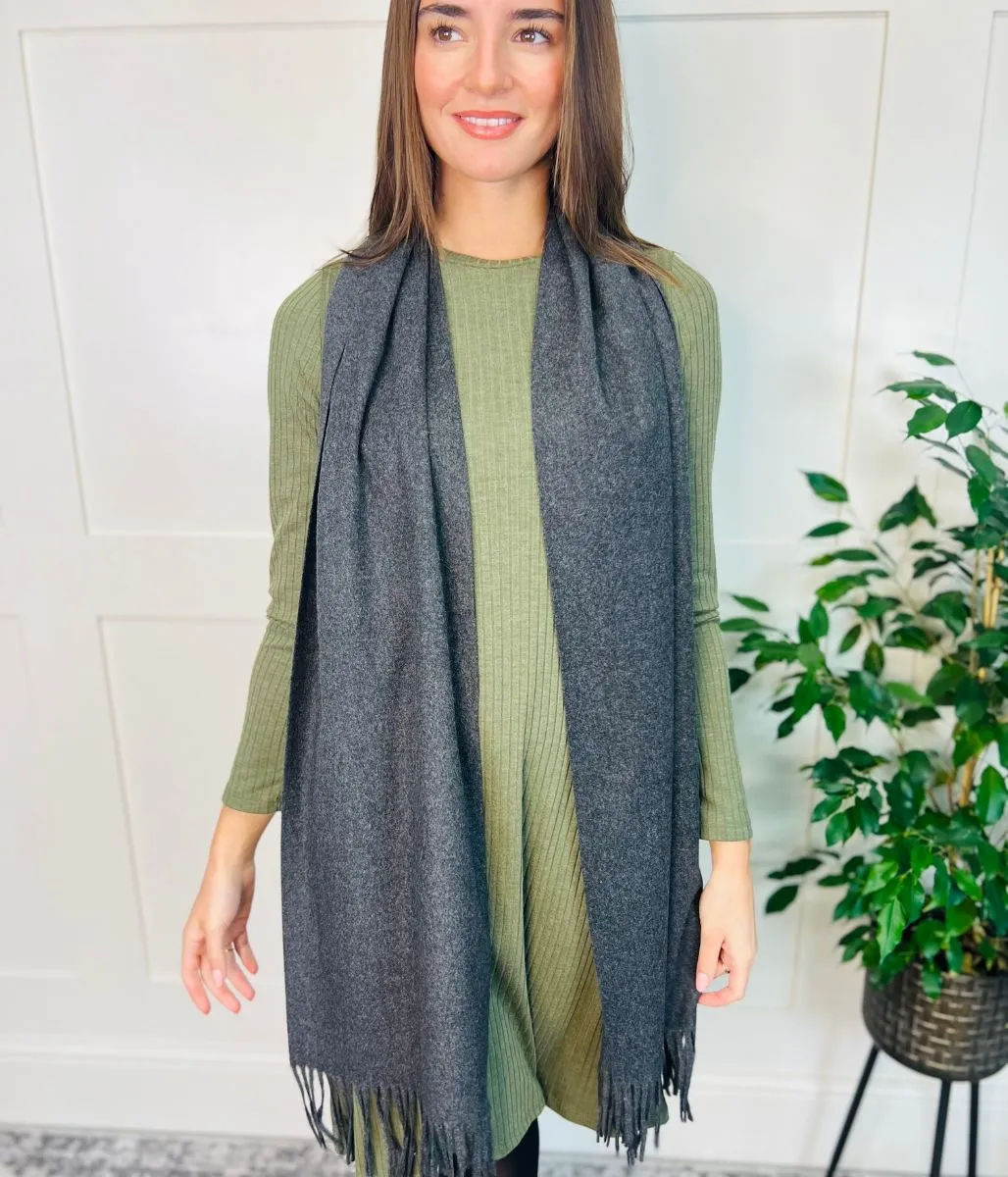 Grey Cashmere Blend Classic Scarf