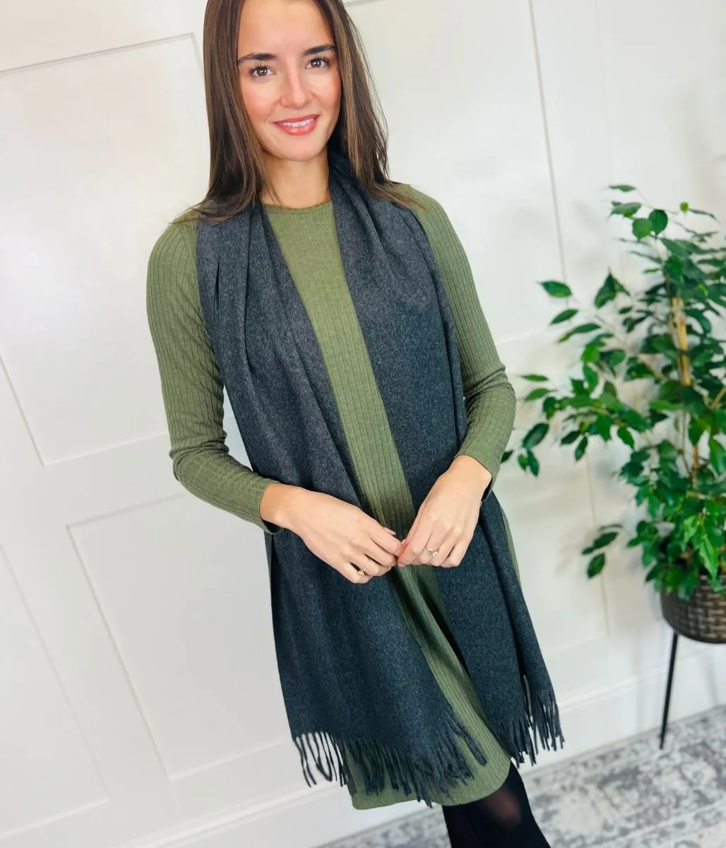 Grey Cashmere Blend Classic Scarf