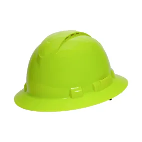 Hi Vis Pyramex Ridgeline Full Brim 4 Pt Hard Hats - Vented