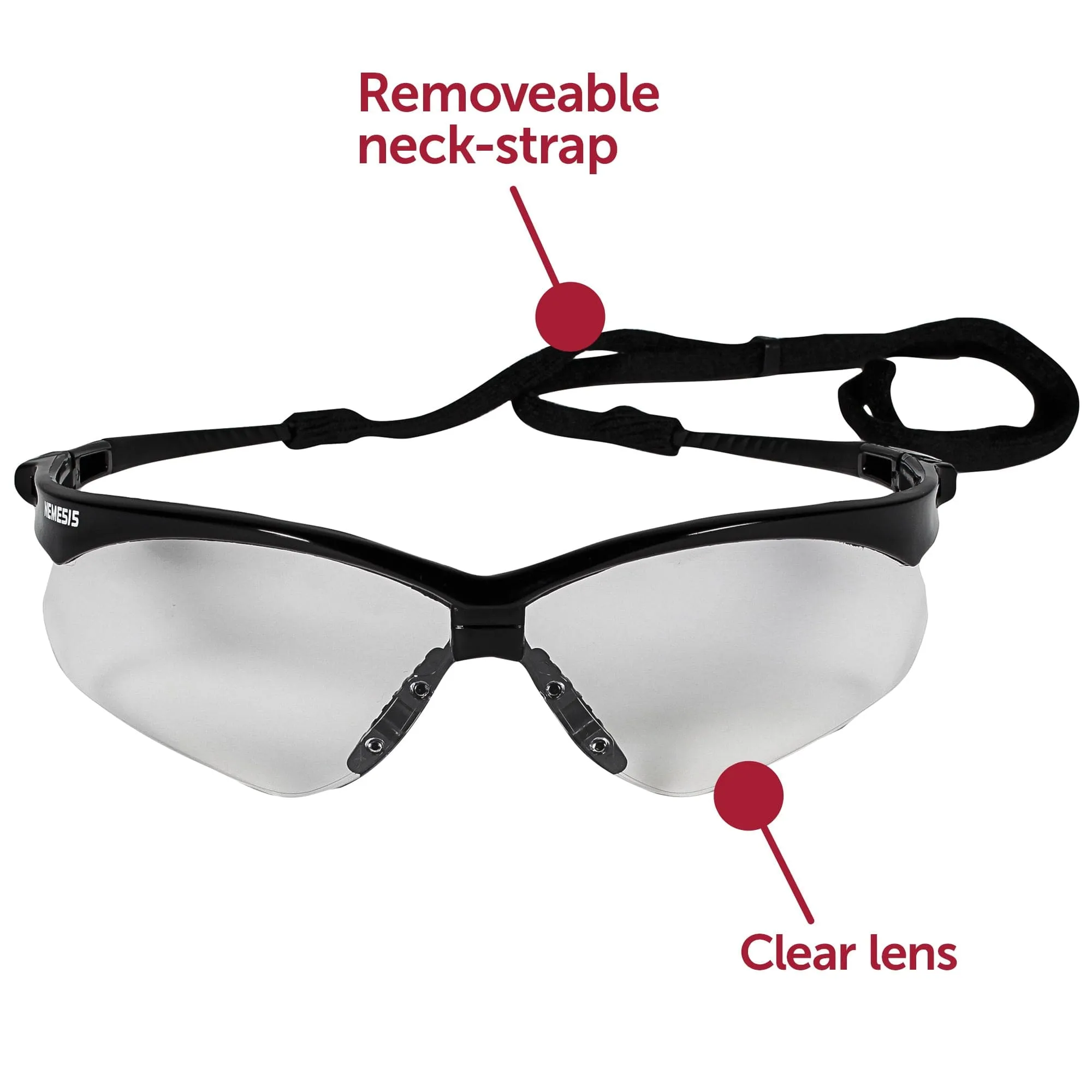 Kimberly Clark Safety Glasses, Clear Lens, Black Frame