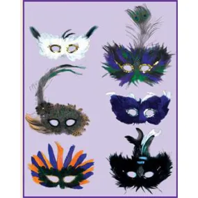 Majestic Fanci Feath Mask Set - 6 Assorted (1/P)