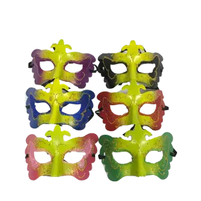 Masquerade Mask with Fleur de Lis and Glittered Accents and Ribbon Tie - Assorted Colors (Pack of 6)