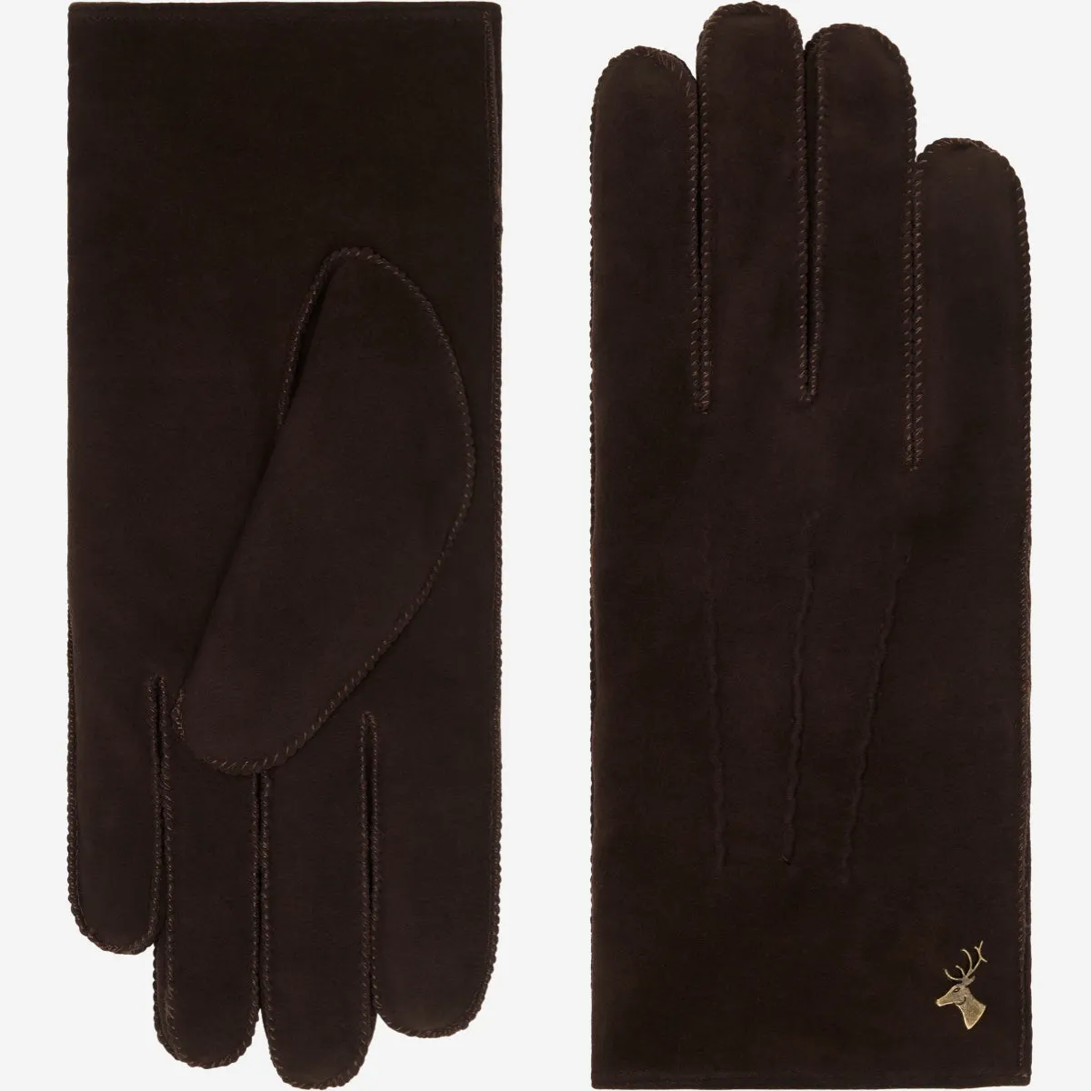 Matthew (brown) - suede goatskin leather gloves with luxurious sheep fur lining