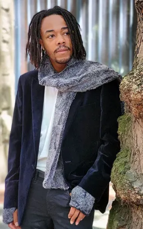 Men's Classic Scarf - Luxury Faux Fur in Nimbus