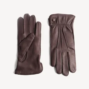 Men's Leather Nappa Gloves - Dark Brown