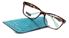 Milan, (Premium) Reading Glasses High End Reader  1.25.. 3 Magnifying, Optical Square  Style Tortoise Brown n (Blue) NY Fifth Avenue