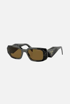 Prada symbol black and yellow marble oval sunglasses