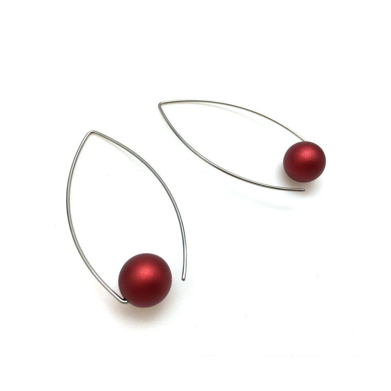 Red Inverted Sphere Sphere Earrings