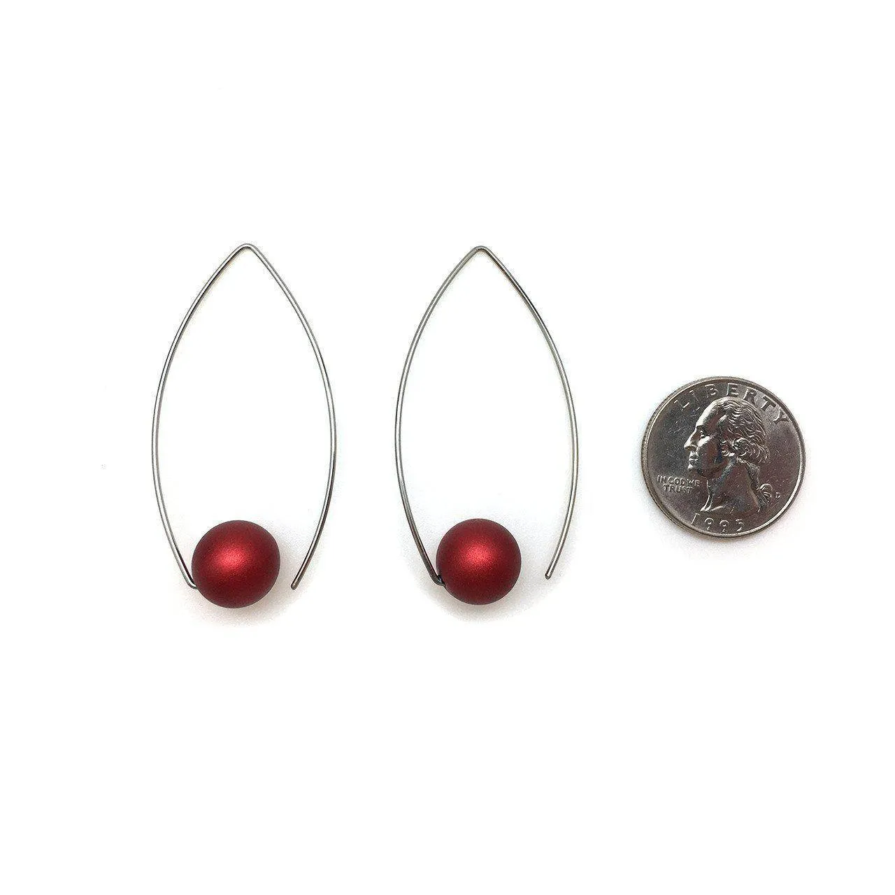 Red Inverted Sphere Sphere Earrings