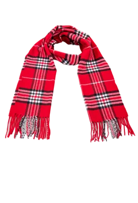 Red Men's plaid scarf Fashion style Wool Cashmere Feels