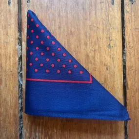 Regent - Cotton Hanky - Bandana - Navy with Red Spot Border