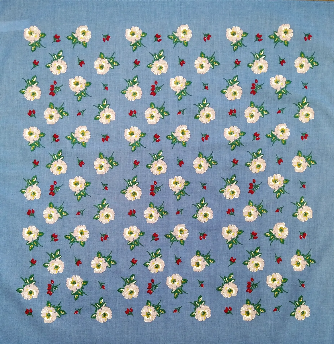 Regent - Cotton Hanky - Bandana - Sky Blue with Wildflowers