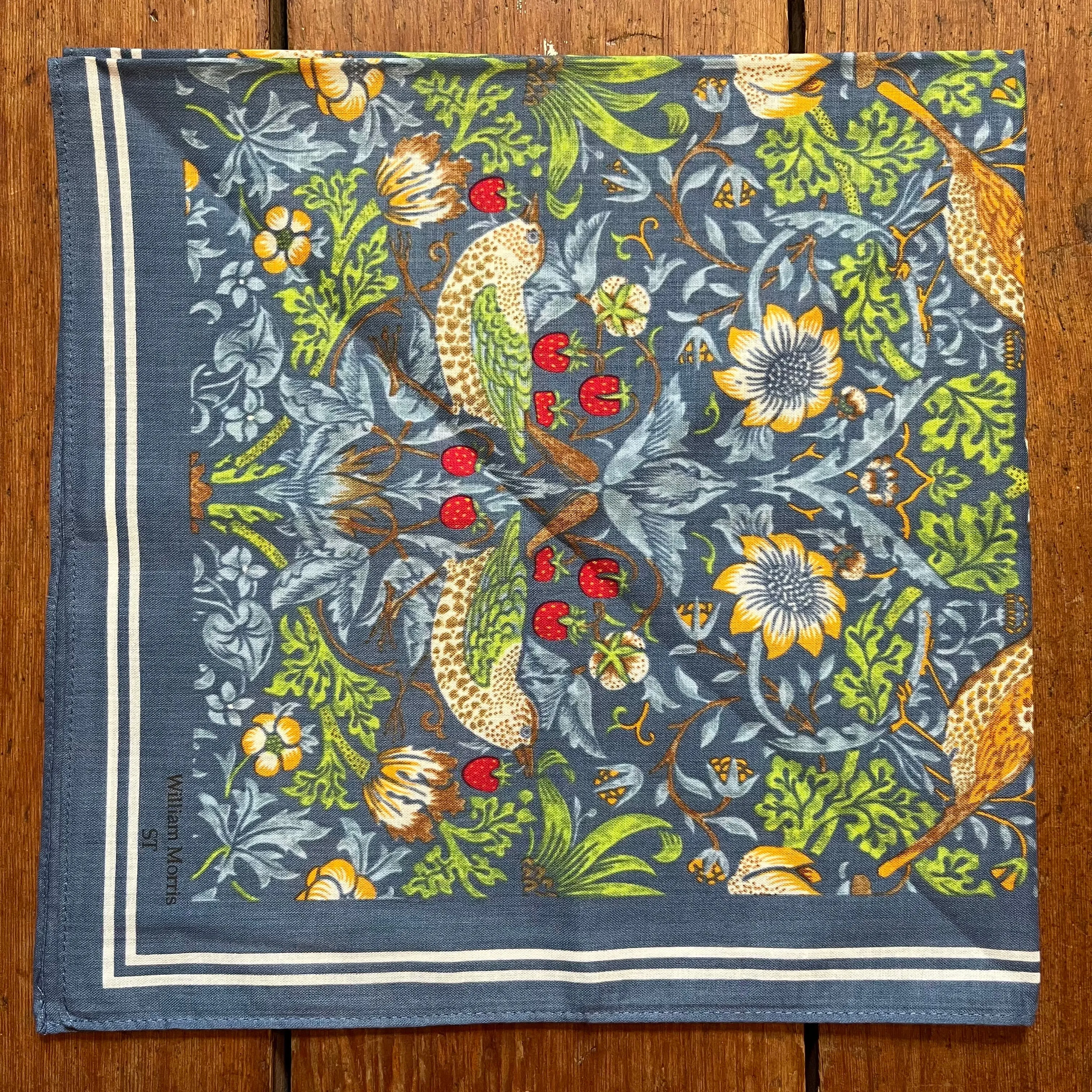 Regent - Cotton Hanky - Bandana - William Morris Liberty Print 'Strawberry Thief' Pattern