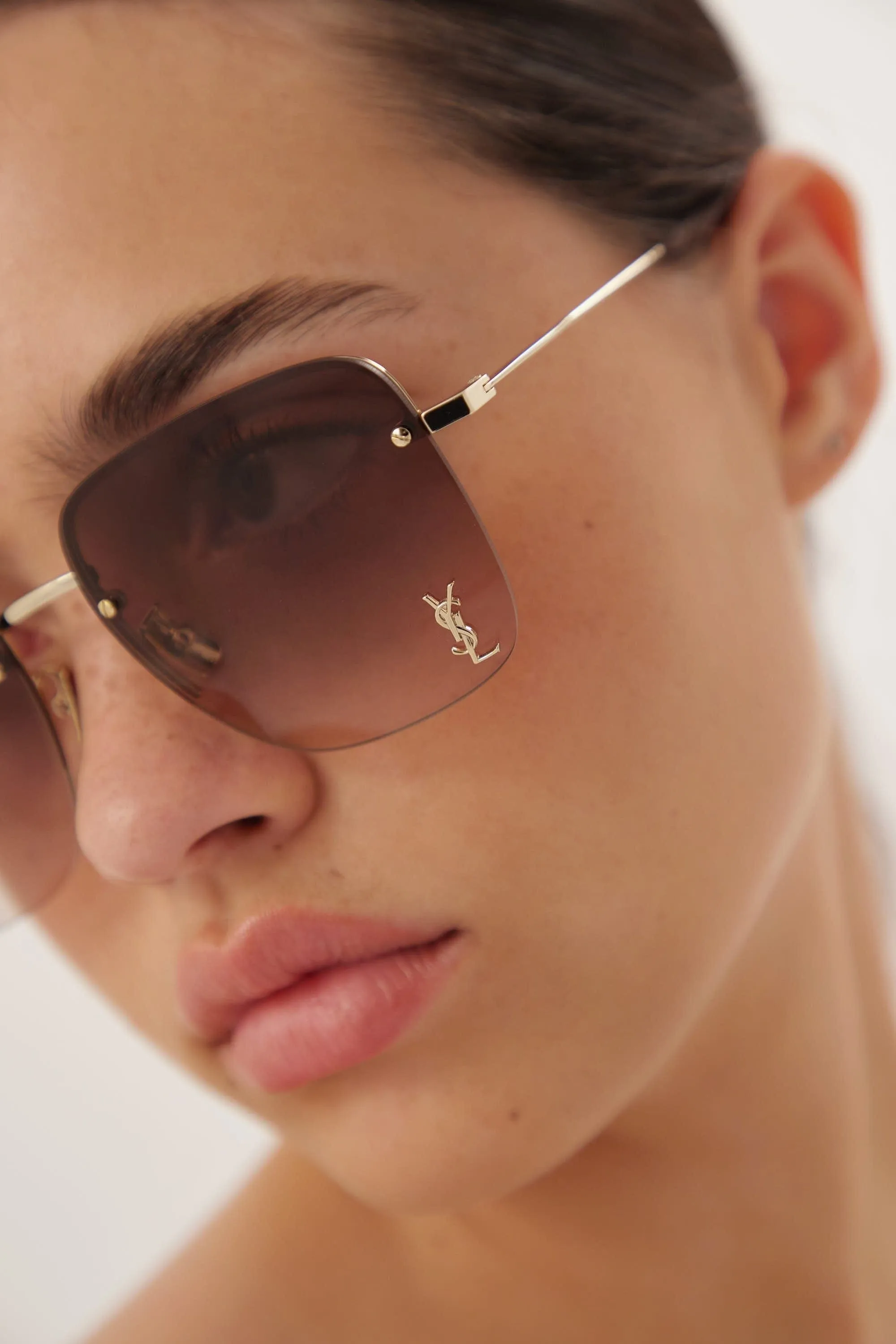 Saint Laurent gold squared metal sunglasses