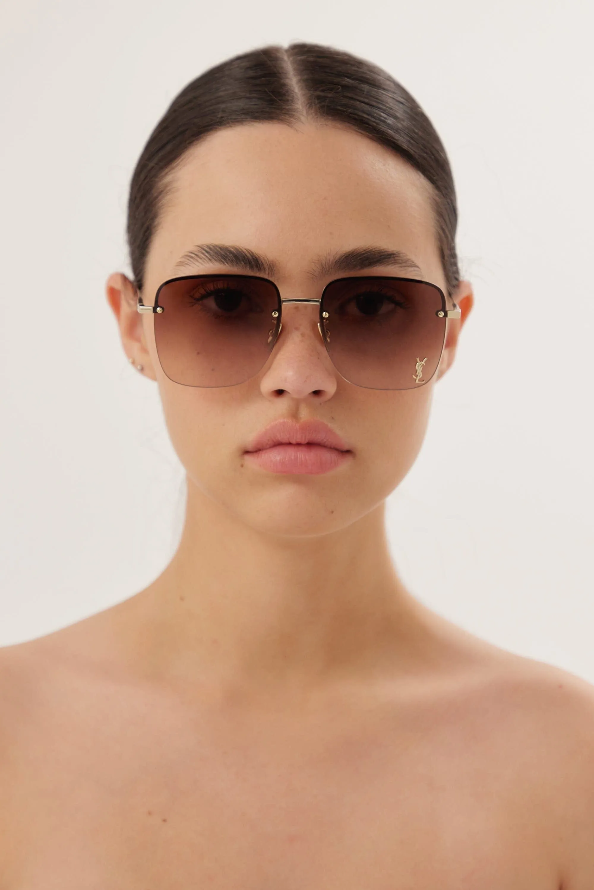 Saint Laurent gold squared metal sunglasses