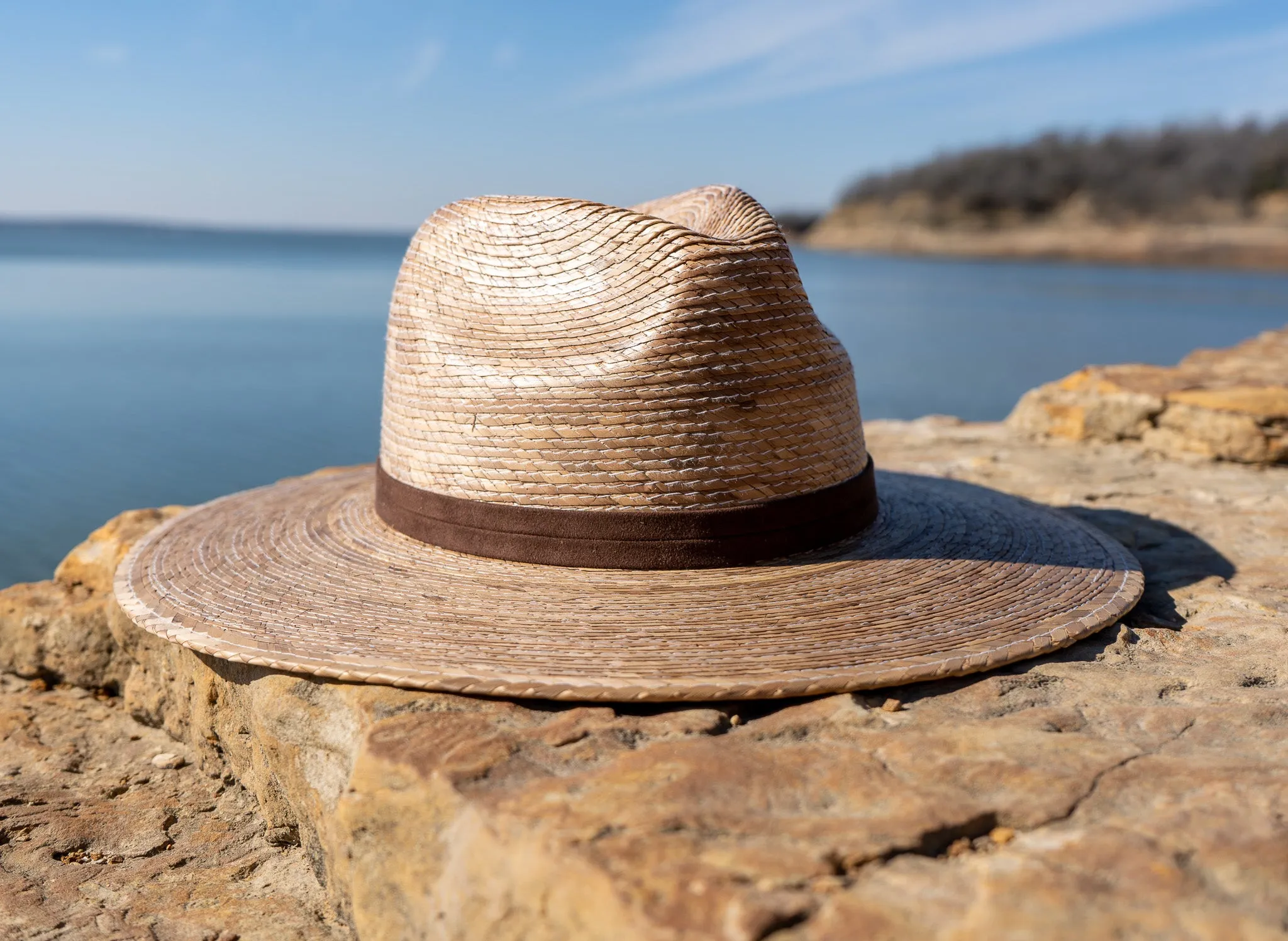 South Beach Palm Wide Brim Sun Hat - Dark