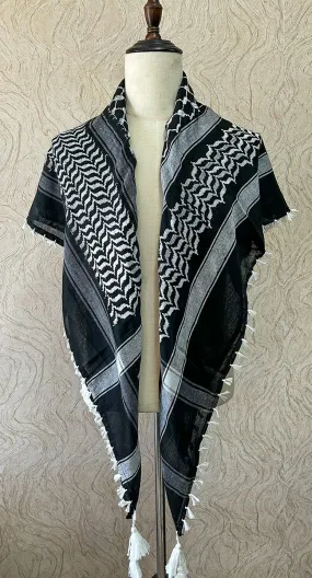 Traditional Palestine Keffiyah Scarves - Black & White