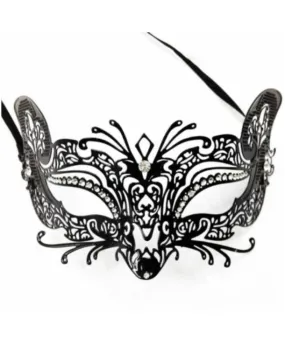 Venetian Fox Mask in Black Metal