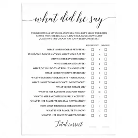 What Did The Groom Say Bridal Shower Game Download