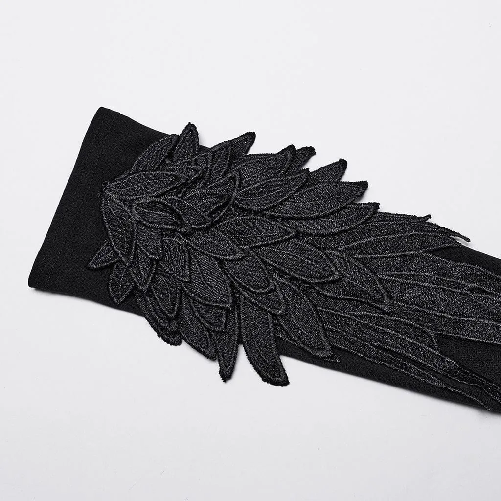 Women's Gothic Feather Embroidered Witchy Gloves