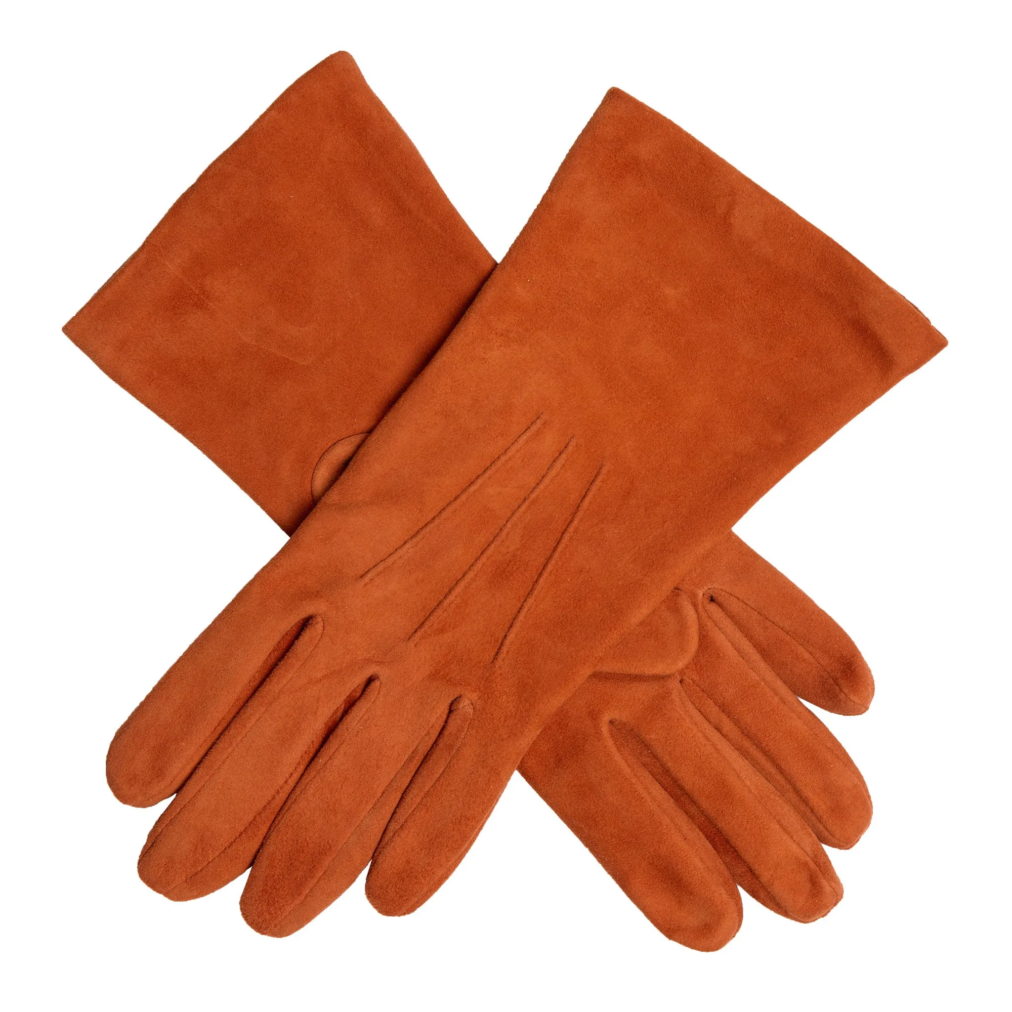 Women's Three-Point Silk-Lined Lamb Suede Gloves