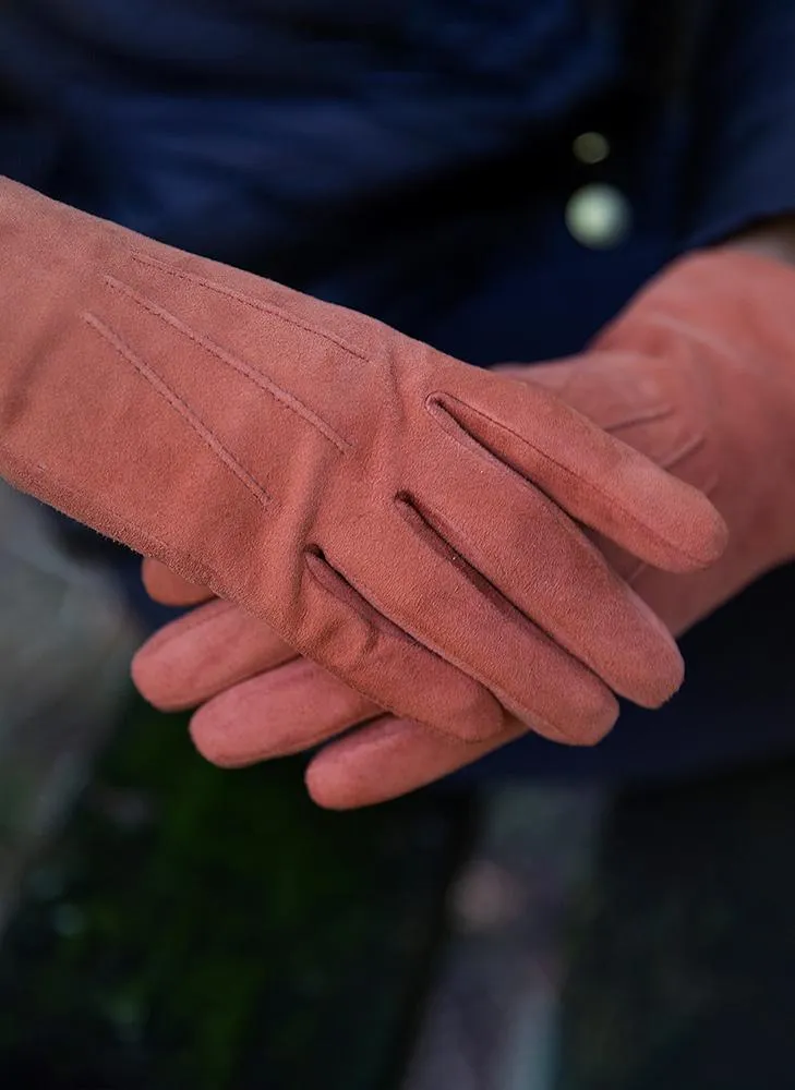 Women's Three-Point Silk-Lined Lamb Suede Gloves