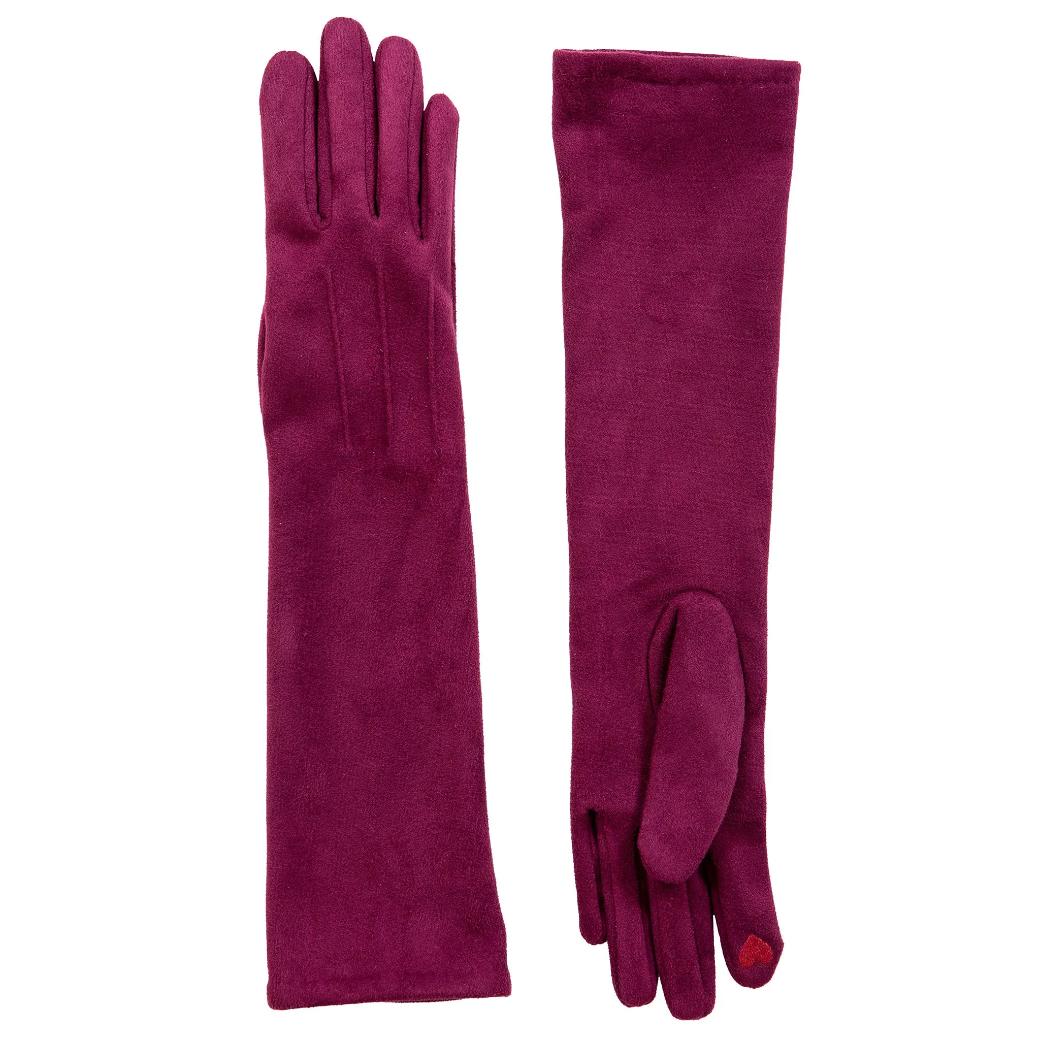 Women’s Touchscreen Long Below-Elbow Velour-Lined Faux Suede Gloves