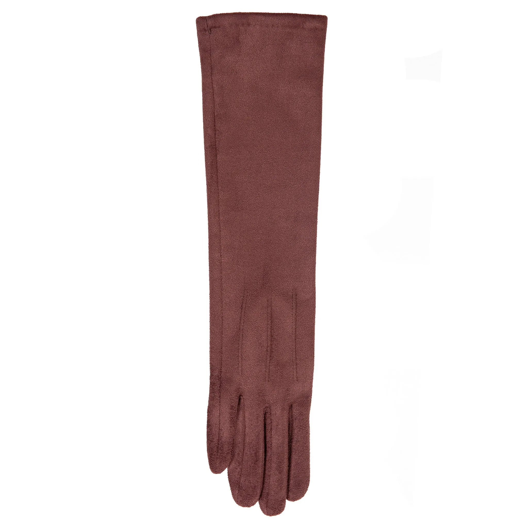 Women’s Touchscreen Long Below-Elbow Velour-Lined Faux Suede Gloves