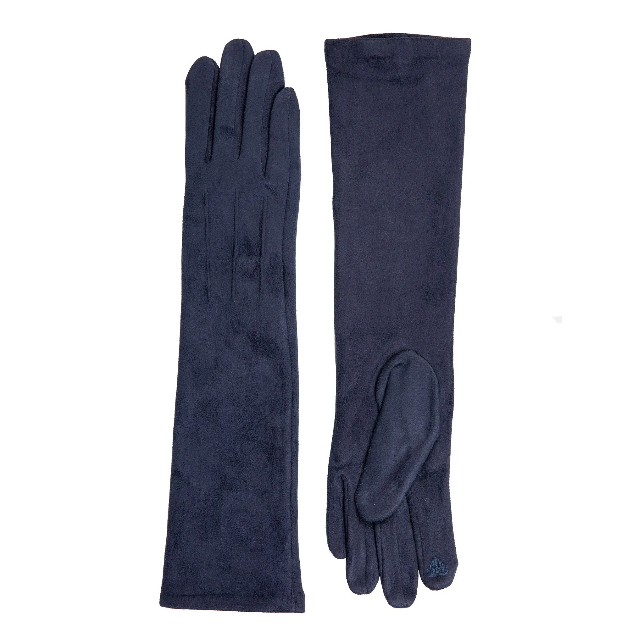 Women’s Touchscreen Long Below-Elbow Velour-Lined Faux Suede Gloves